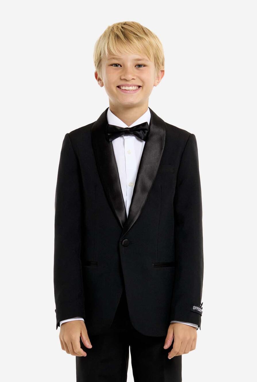 OppoSuits Teen Boys Jet Set Black Color Suit Tuxedo 12Y